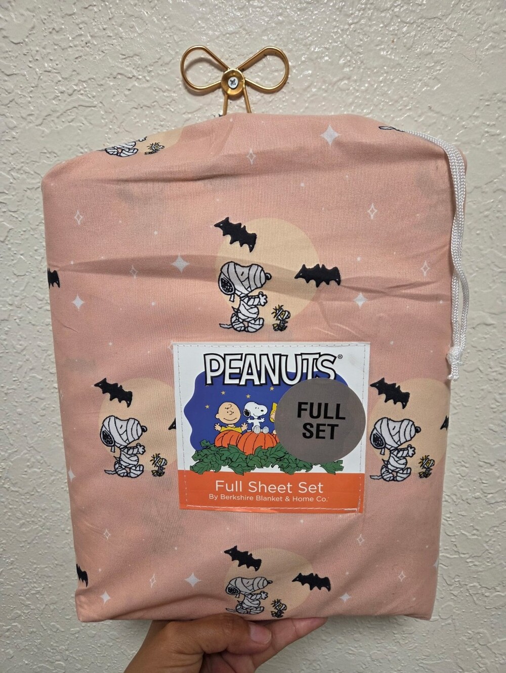 Peanuts Pink Halloween Mummy Snoopy Full Sheet Set 100% Polyester